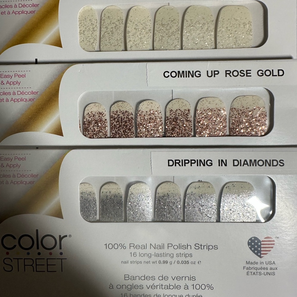 Color Street Nail Polish Strips - Rose Gold and Silver Glitter